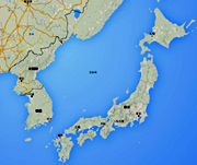 韓国と日本の地図